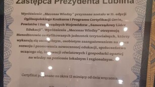 Wyróżnienie Mecenas Wiedzy przyznane Panu Mariuszowi Banachowi, Zastępcy Prezydenta Miasta Lublin